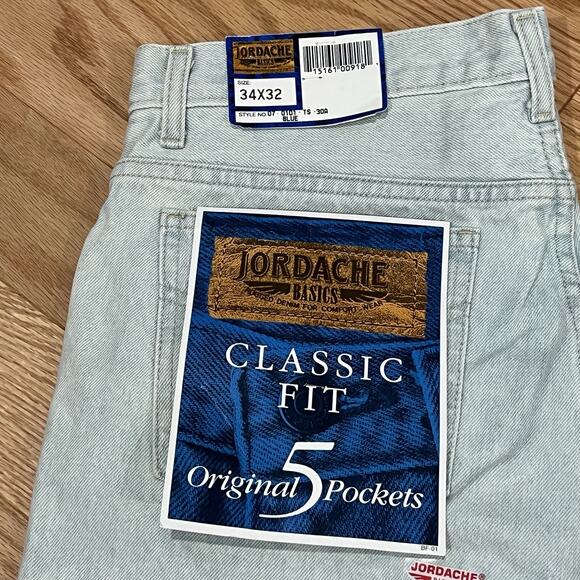 Vintage Y2K Deadstock NWT Jordache Relaxed Fit Denim Blue Jeans Men's 34x32 NEW - Picture 1 of 9